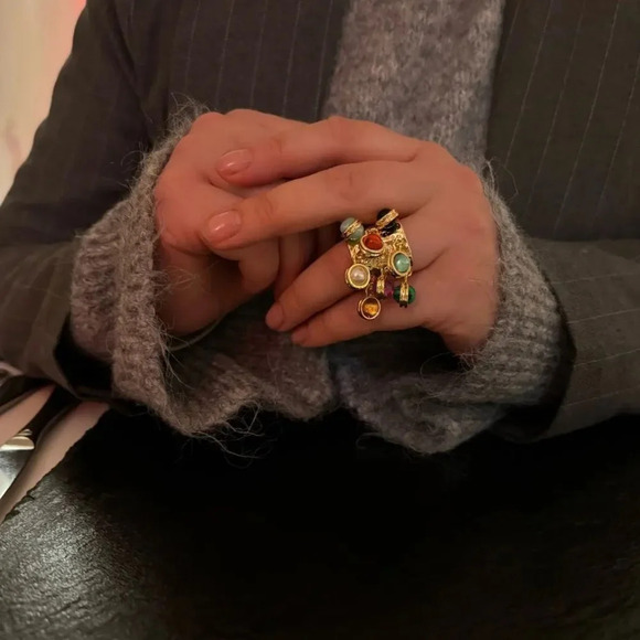 Firona Natural Stones Multicolor Fringe Ring - Picture 11 of 17